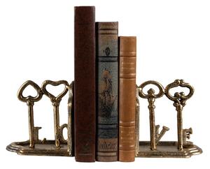 Set 2ks zlatá antik zarážka na knihy klíče Love – 23x8x13 cm