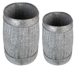 2ks plechové oválné zinkové antik obaly na květináče – 52x25x26 / 48x21x23 cm