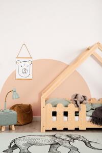 Domečková patrová dětská postel z masivního dřeva 90x200 cm v přírodní barvě Mila DMP Rozměr: 90x180 cm