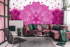 Malvis ® Tapeta Růžová mandala s květy Vel. (šířka x výška): 288 x 200 cm