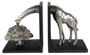 Zarážky na knihy (sada 2 ks) Žirafa stříbrná 30x10x18 cm – 30x10x18 cm