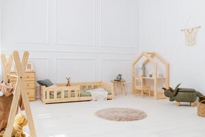 Domečková patrová dětská postel z masivního dřeva 90x200 cm v přírodní barvě Mila DMP Rozměr: 70x140 cm