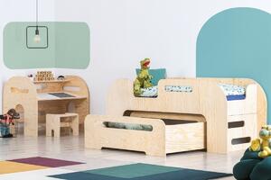 Domečková patrová dětská postel z masivního dřeva 90x200 cm v přírodní barvě Mila DMP Rozměr: 70x140 cm, Vstup do postýlky: Pravá
