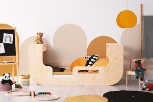 Domečková patrová dětská postel z masivního dřeva 90x200 cm v přírodní barvě Mila DMP Rozměr: 90x160 cm, Vstup do postýlky: Levá