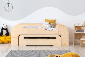 Domečková patrová dětská postel z masivního dřeva 90x200 cm v přírodní barvě Mila DMP Rozměr: 70x140 cm, Vstup do postýlky: Levá