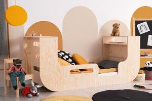 Domečková patrová dětská postel z masivního dřeva 90x200 cm v přírodní barvě Mila DMP Rozměr: 70x160 cm, Vstup do postýlky: Levá
