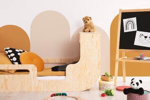 Domečková patrová dětská postel z masivního dřeva 90x200 cm v přírodní barvě Mila DMP Rozměr: 90x180 cm, Vstup do postýlky: Pravá