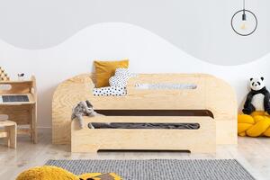 Domečková patrová dětská postel z masivního dřeva 90x200 cm v přírodní barvě Mila DMP Rozměr: 90x160 cm, Vstup do postýlky: Levá