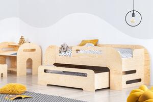 Domečková patrová dětská postel z masivního dřeva 90x200 cm v přírodní barvě Mila DMP Rozměr: 80x160 cm, Vstup do postýlky: Levá
