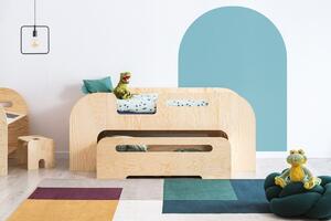 Domečková patrová dětská postel z masivního dřeva 90x200 cm v přírodní barvě Mila DMP Rozměr: 80x180 cm, Vstup do postýlky: Levá