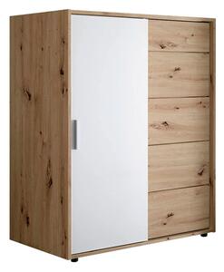 Komoda 1dv 5šx (Bílá / Dub artisan) Case