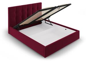 Vínově červená dvoulůžková postel Mazzini Beds Nerin, 140 x 200 cm