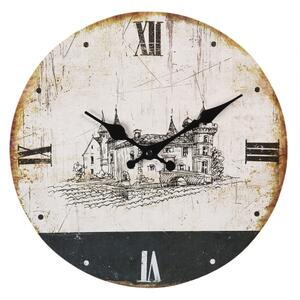 Vintage nástěnné hodiny se zámkem a patinou – 30x3 cm