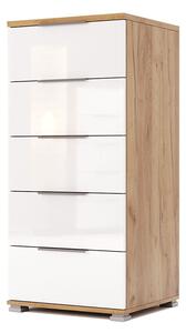 Komoda 5Š, dub kraft / bílá Asti