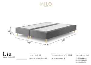 Tyrkysová sametová dvoulůžková postel Milo Casa Lia, 160 x 200 cm