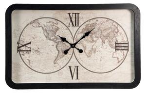 Nástěnné hodiny v černém rámu s polokoulemi World – 80x6x51 cm