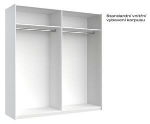 Skříň s posuvnými dveřmi 2.0x2.1m (Dveře Lesklá Bílá/Zrcadlo), série N Family
