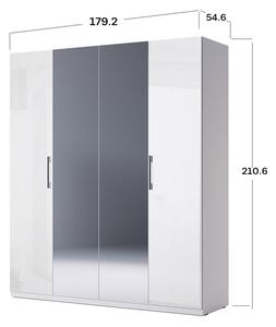 Skříň 4dv se zrcadlem, série N bílá Family