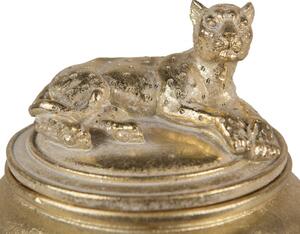 Zlatá antik dekorační šperkovnice Leopard – 13x14 cm
