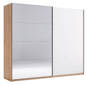 Skříň s posuvnými dveřmi 2,5x2,1m (Dveře Lesklé Bílé/Zrcadlo) série N Asti