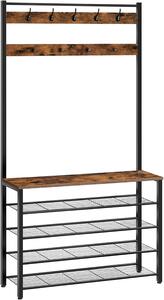 Předsíňový věšák s botníkem Vasagle Mjora 100 cm černý/hnědý