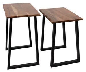 Set 2ks odkládací stolek kovové nohy a dřevěná deska – 50x30x50 / 45x30x45 cm