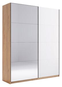 Skříň s posuvnými dveřmi 1,5x2,1m (Dveře Lesklá Bílá/Zrcadlo) série N Asti