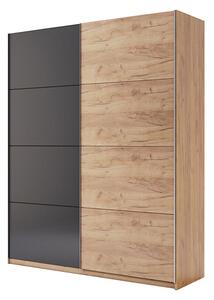 Skříň s posuvnými dveřmi 1.5x2.1m (Dveře Dub Kraft/Mat Láva), série N Luna