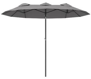 Outsunny Dvojitý Slunečník, 285x147cm Zahradní Slunečník s Ručním Mechanismem, Ocelový Sloup, Oválný Tržní Slunečník s Větrací Otvor, Odolný Dvojitý S
