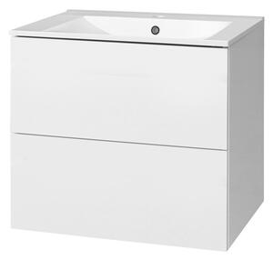 Mereo Mereo, Aira, koupelnová skříňka s keramickým umyvadlem 61 cm, bílá, dub, šedá, CN710