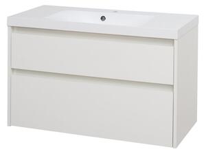 Mereo Mereo, Opto, koupelnová skříňka s umyvadlem z litého mramoru 101 cm, bílá, dub, bílá/dub, černá, CN912M