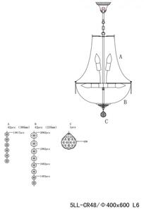 Křišťálový lustr Searlait – 40x64/184 cm