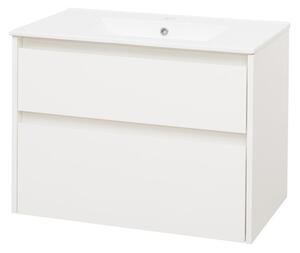 Mereo Mereo, Opto, koupelnová skříňka s keramickým umyvadlem 81 cm, bílá, dub, bílá/dub, černá, CN911