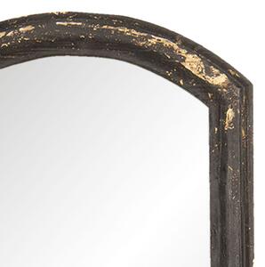 Nástěnné vintage zrcadlo v černém rámu s patinou – 33x3x59 cm