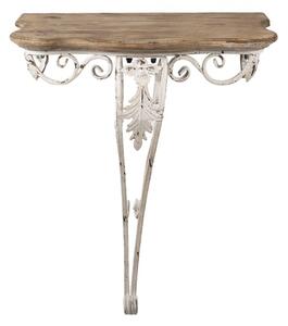 Dřevěný nástěnný stůl se zdobnou kovovou nohou Hendrik – 70x43x78 cm