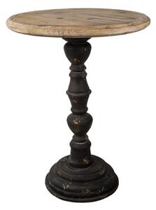 Tmavě hnědý kovový odkládací stolek s dřevěnou deskou – 57x75 cm