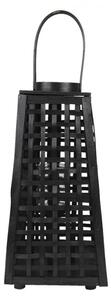 Černá dřevěná závěsná lucerna Bamboo – 21x21x45 cm