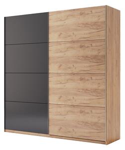 Skříň s posuvnými dveřmi 2,0x2,1m (Dveře Dub Kraft/Mat Láva), série N Luna