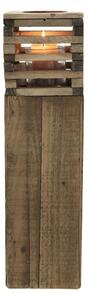 Dřevěná retro lucerna Mick – 14x14x52 cm