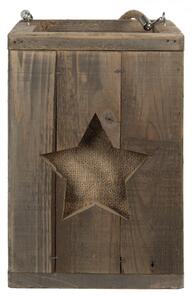 Dřevěná retro lucerna s hvězdou Star – 19x19x28 cm