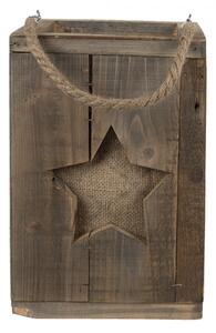 Dřevěná retro lucerna s hvězdou Star – 19x19x28 cm