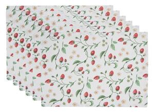 Sada 6 bavlněných prostírání s motivem lesních jahod Wild Strawberries – 48x33 cm