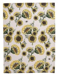 Béžová bavlněná utěrka se slunečnicemi Sunny Sunflowers I