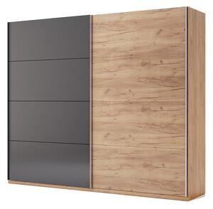 Skříň s posuvnými dveřmi 2,5x2,1m (Dveře Dub Kraft/Mat Láva), série N Luna