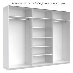 Skříň s posuvnými dveřmi 2,5x2,1 m lesklá šedá / zrcadlo Megy