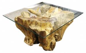 Konferenční stolek Rootblock, masívní Tekové dřevo. 80 x 80 cm