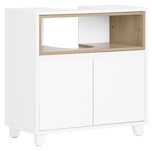 Sobuy Bzr148-W Toaletní Skříňka Se 2 Dveřmi A 1 Otevřenou Přihrádkou Bílá Rozměry Cca 60X61X30Cm