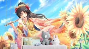 Malvis ® Anime Tapeta dívka s flétnou Vel. (šířka x výška): 144 x 105 cm
