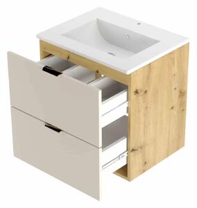 Set koupelnové skříňky s umyvadlem Orianna 60 cm - dub artisan/kašmír