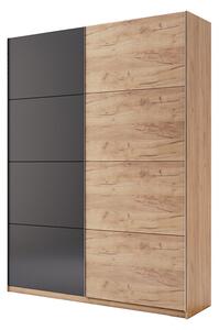 Skříň s posuvnými dveřmi 1,5x2,4m (Dveře Dub Kraft/Mat Láva), série N Luna